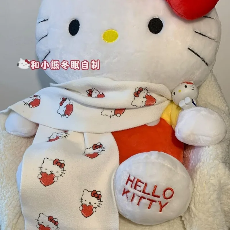 New Hello Kitty Cartoon Animation Winter Cute Creative Personality Girl Heart Kawaii Daily Versatile Warm Scarf Gift Wholesale