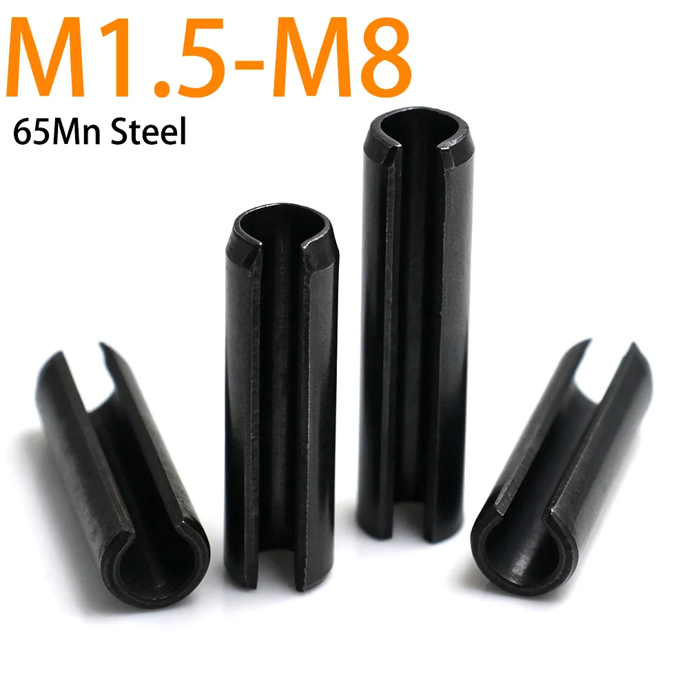 Black 65Mn Steel Split Elastic Pins Hollow Cylinder Locating Pin M1.5 M2 M3 M4 M5 M6 M8