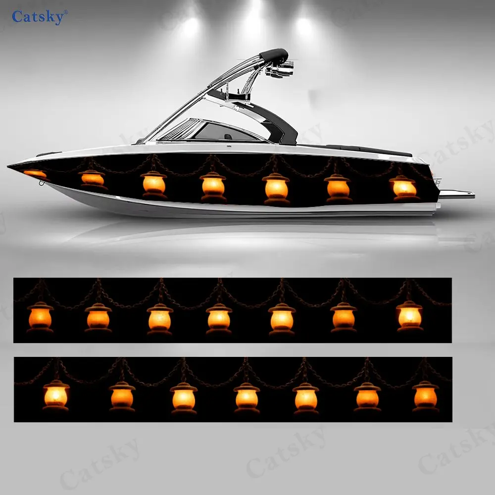 

Warm Voyage Lights Boat Stickers, PVC Waterproof Durable Vinyl Wrap Decals for Fishing Boats, Durable and Stylish Design