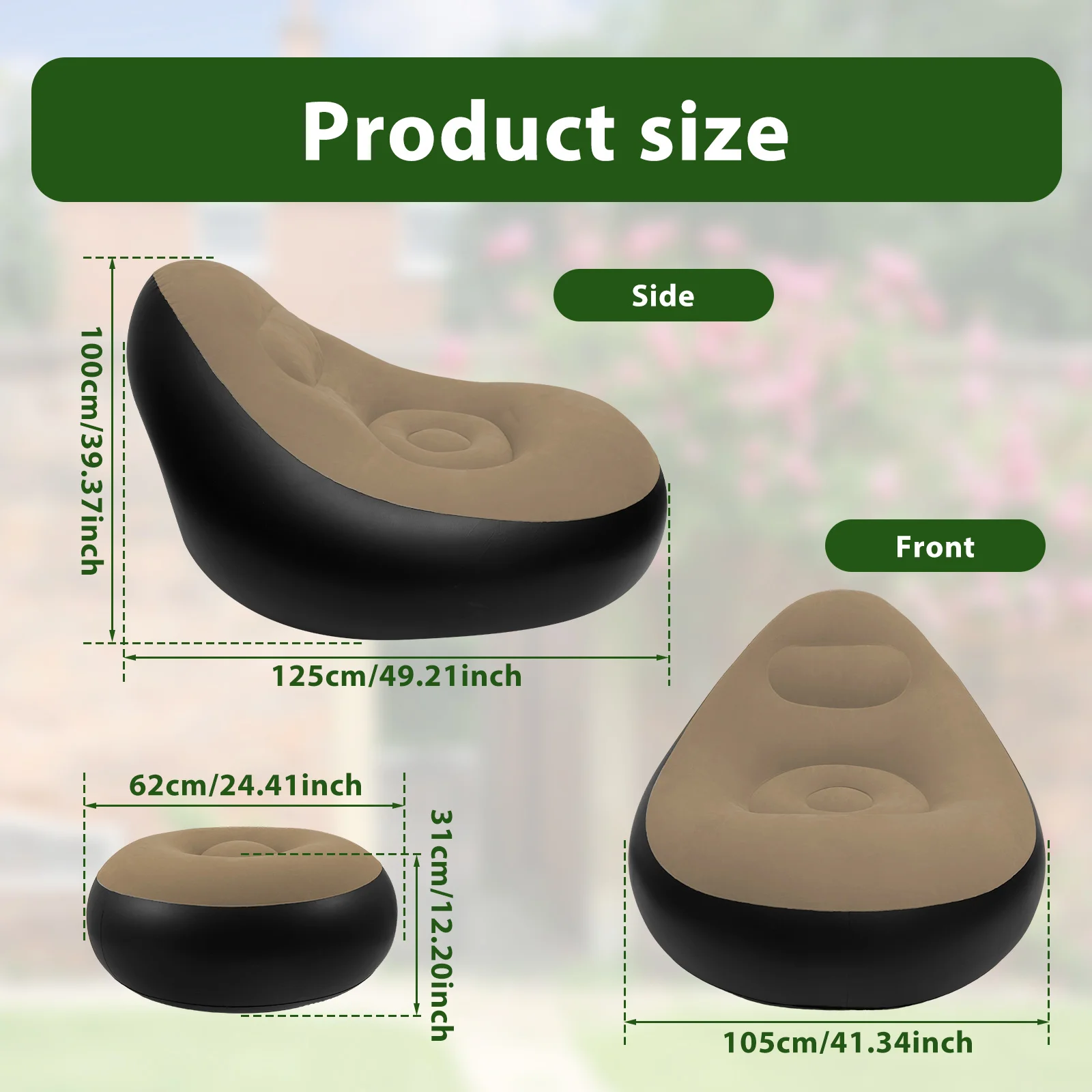 Divano gonfiabile portatile Sedie gonfiabili grandi e pigre Comoda sedia ad aria gonfiabile per soggiorno, campeggio da viaggio all'aperto