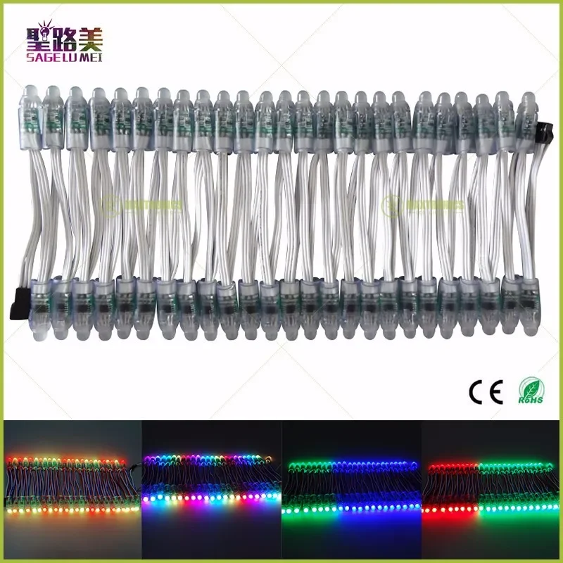 500pcs/lot 12mm Christmas Holiday led Pixel light ws2811 ic LED Module Black/Green/White/RWB Wires String Addressable DC5V 12V