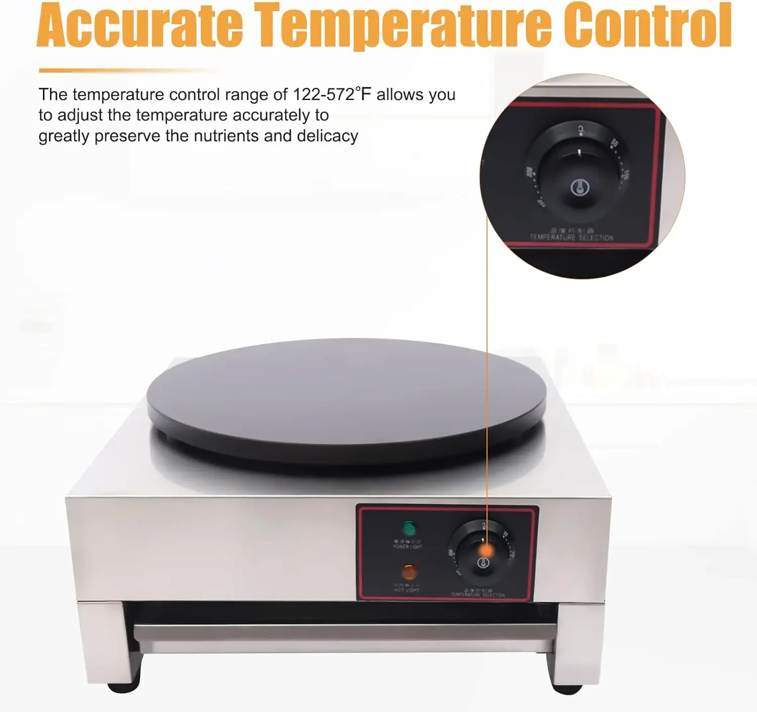 Crepe Maker 1700W Electric Pancake Maker with Nonstick Round Crepe Hotplate Griddle Machine Adjustable Temperature for Blintzes,