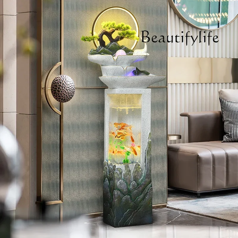 Xx Rockery Circulating Water Ecological Fish Tank Attracting Wealth Feng Shui Living Room Entrance Housewarming Ornament