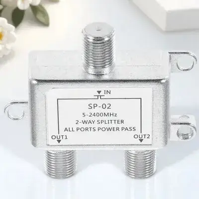 

Coax Cable Splitter RG6 CATV Amplifier Antenna Signal Dual Output Aluminum Alloy Network for Satellite