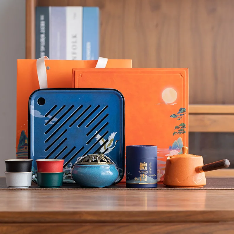 

Business Gift Set National Trend Souvenir Ceramic Tea Set Anniversary Company Annual Meeting Employee Gift