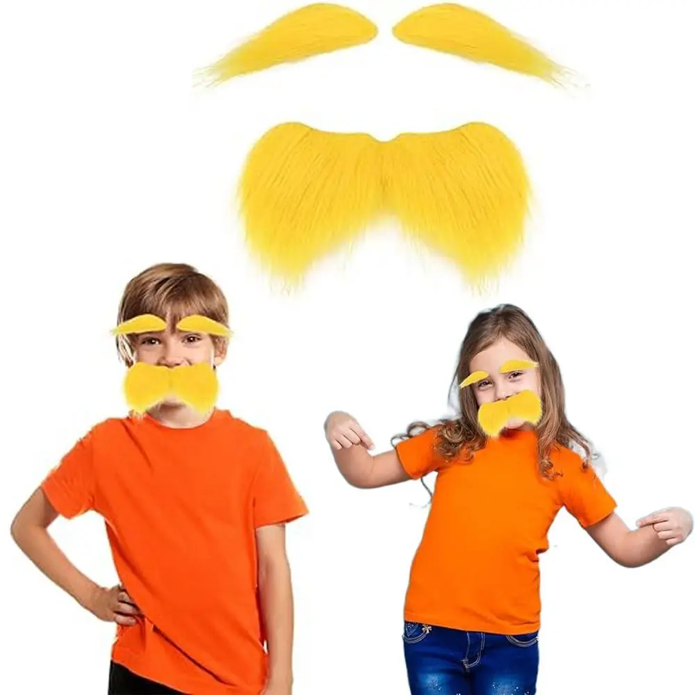 Yellow Mustache Eyebrows Set Funny Party Favors Fake Girls Elf Dress Up Props Party Makeup Ball Cosplay Costume Accessories
