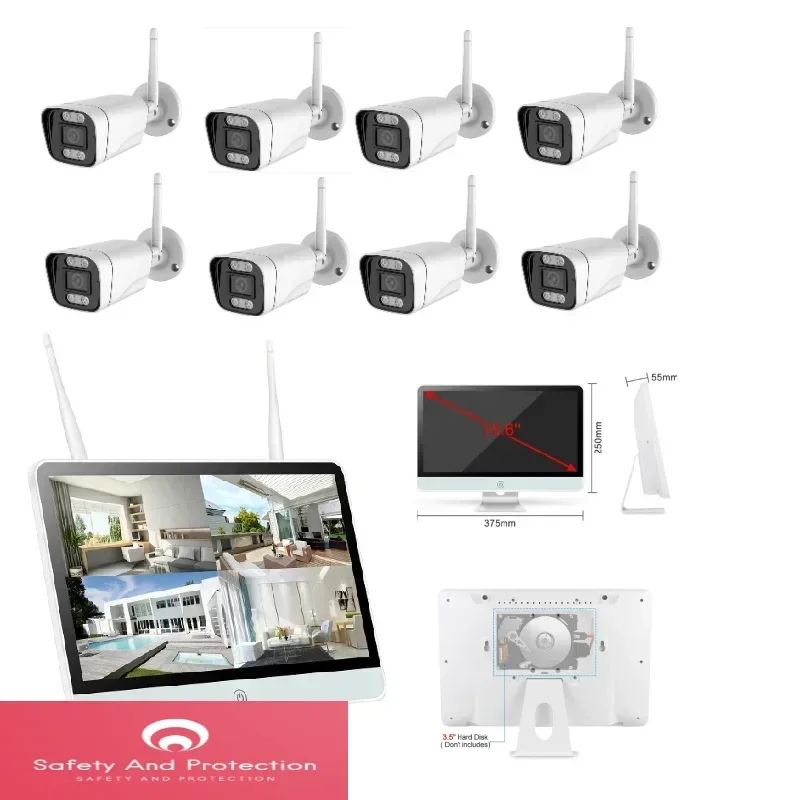 

Eseecloud 8ch 5.0Megapixel NVR With 15.6" Screen 2ways Audios Double Light Wifi IP Wireless Camera System