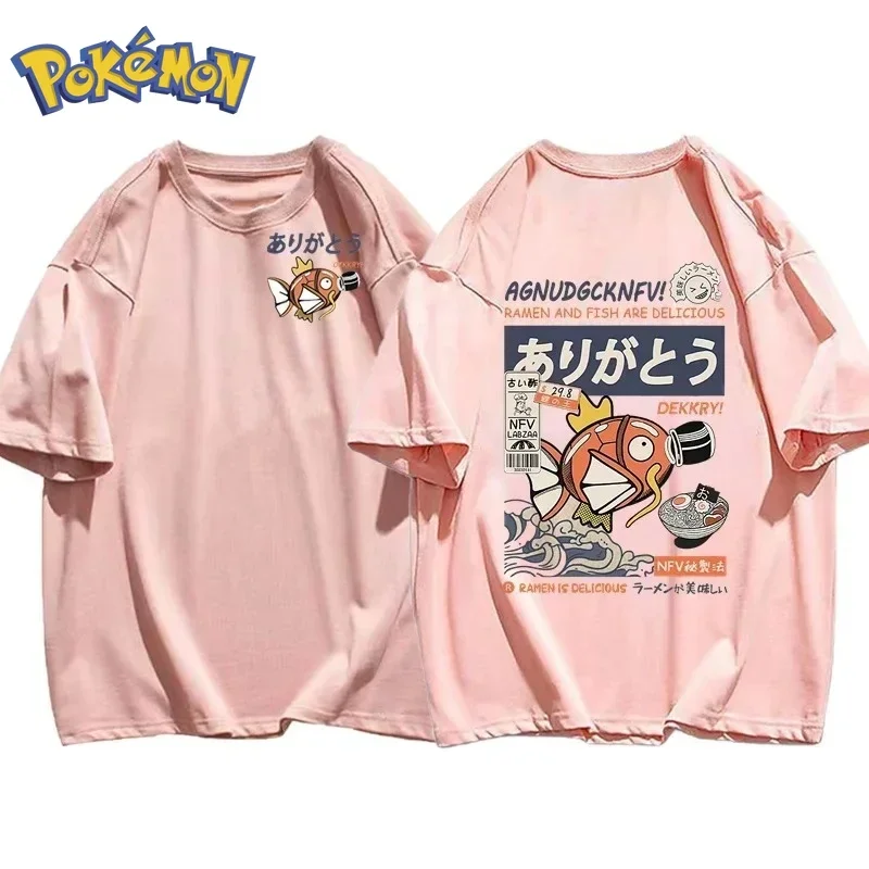 포켓몬 애니메이션 잉어빵 프린팅 티셔츠 2026 가을/겨울 신상 하라주쿠 남녀공용 루즈핏 데일리 부모-자녀 상의