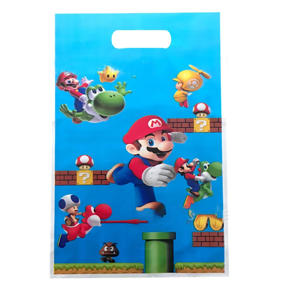 10pcs Game Super Mario Kawaii Plastic Gift Bags Mario Anime Figure Toy Kids Gift Bags Mario Theme Party Kids Birthday Xmas Gifts