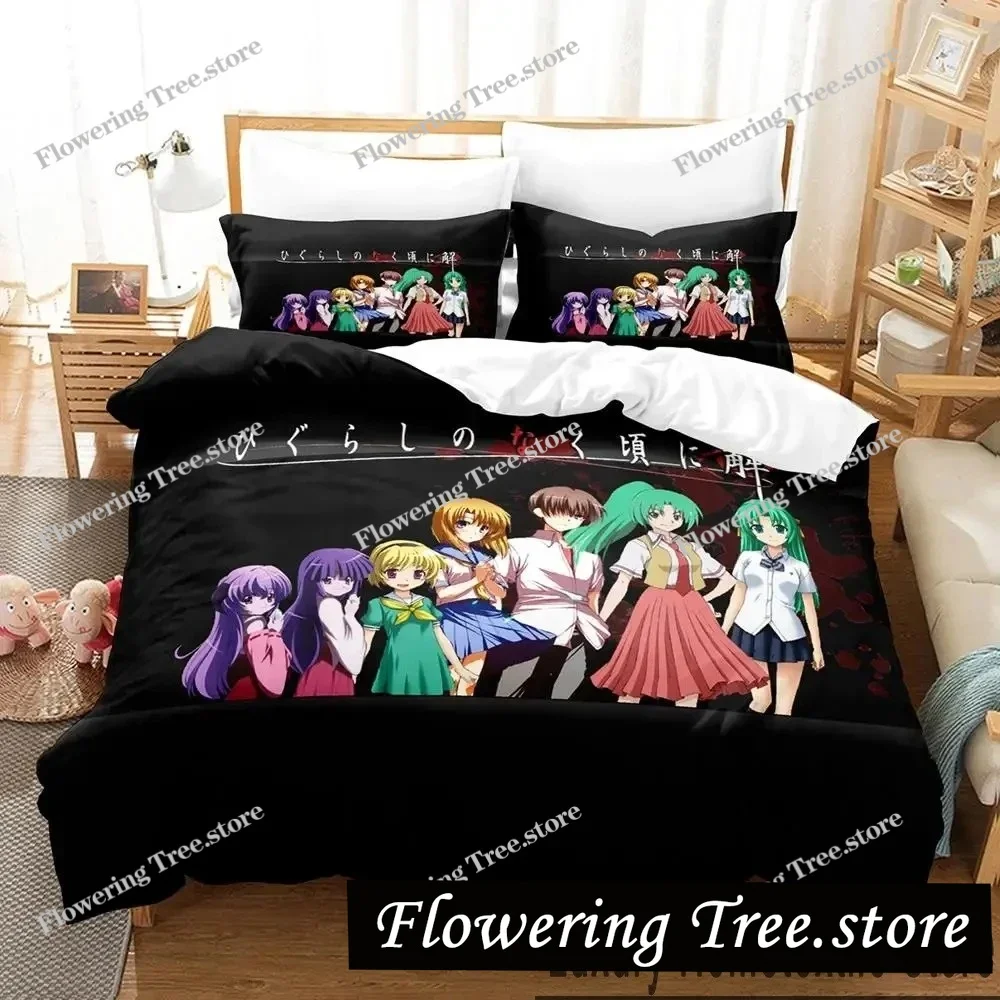 

3D Print Anime Higurashi When They Cry Bedding Set Boys Girls Twin Queen King Size Duvet Cover Pillowcase Bed boys Adult