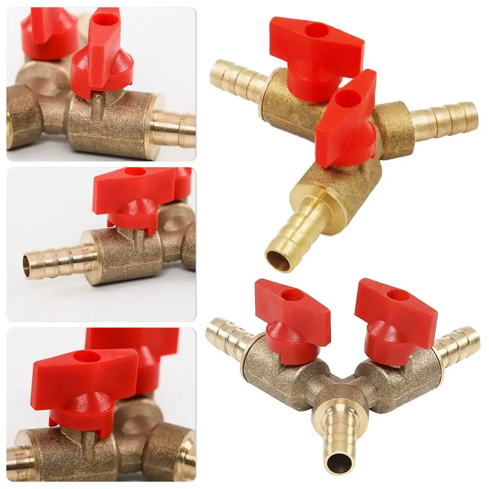 Brass For Fuel Gas Water Oil Air Shut Off Pipe Fitting Connector Hose Barb Ball Valve Adapter Three 3 Way