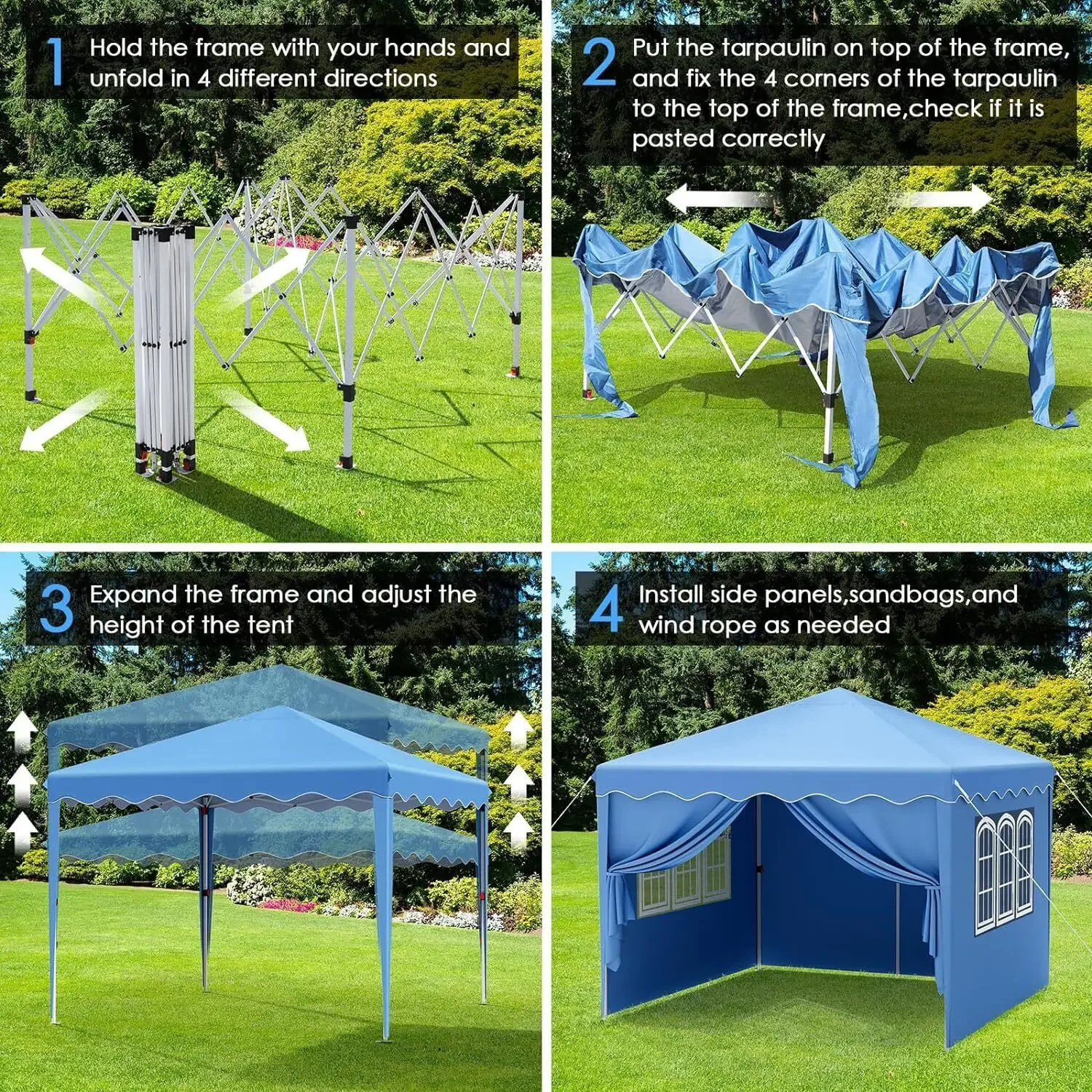 Imagem -04 - Pop up Canopy com Paredes Laterais Gazebo ao ar Livre do Inverno Tenda do Partido Altura Ajustável da Perna Windows Wheeled Carry Bolsa 10 x 10 3x3m