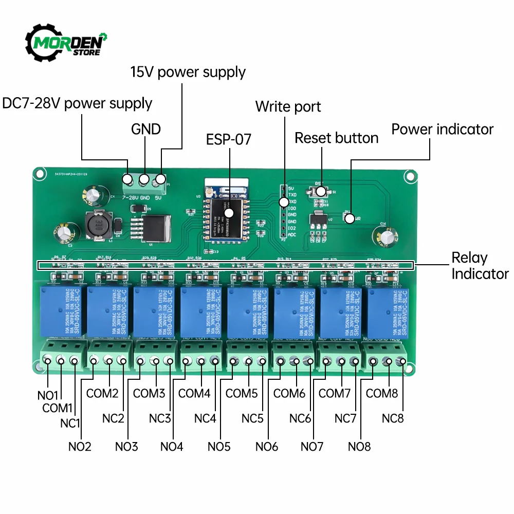 1/2/4/8 Channel ESP-07  WIFI Bluetooth-compatible BLE Relay AC90-250V/DC5-30V ESP32-WROOM Development Board Power Supply