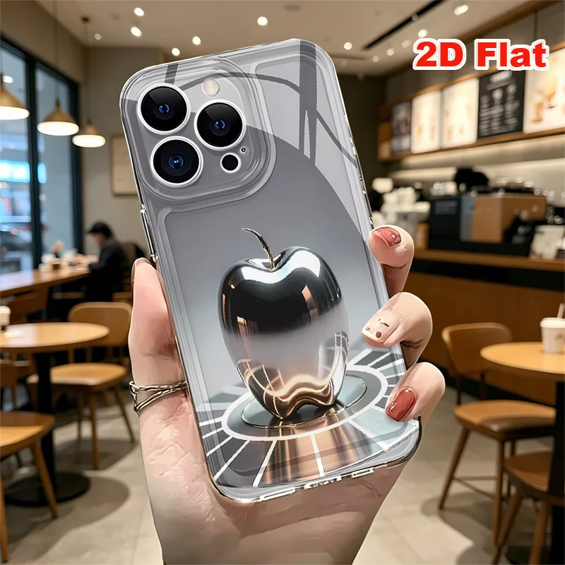 2D Flat Soft Silicone Phone Case For iPhone 17 Pro Max 16 18 Pro 13 11 15 14 Plus 12 17 16E 17Promax Shockproof Transparent Funda Cover