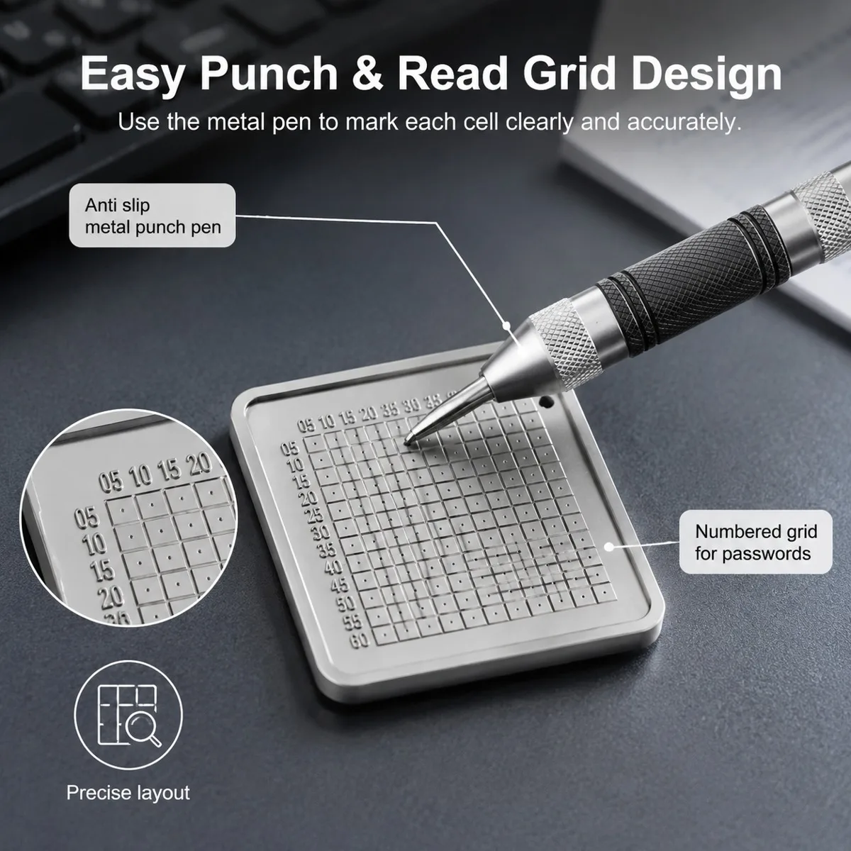 1 Pure Titanium Password Book and 1 Stainless Steel Carving Pen Suitable for Bitcoin, Dogecoin, Cryptocurrency Password Storage