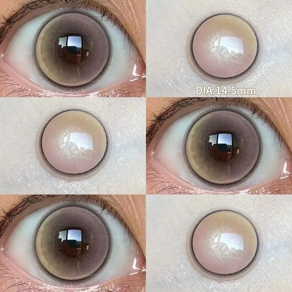 OVOLOOK-Pink Eye Color Lenses Myopia Color Contact Lenses for Eyes 2pcs/pair Natural Lenses Pupils Brown Blue Grey Fashion Lens