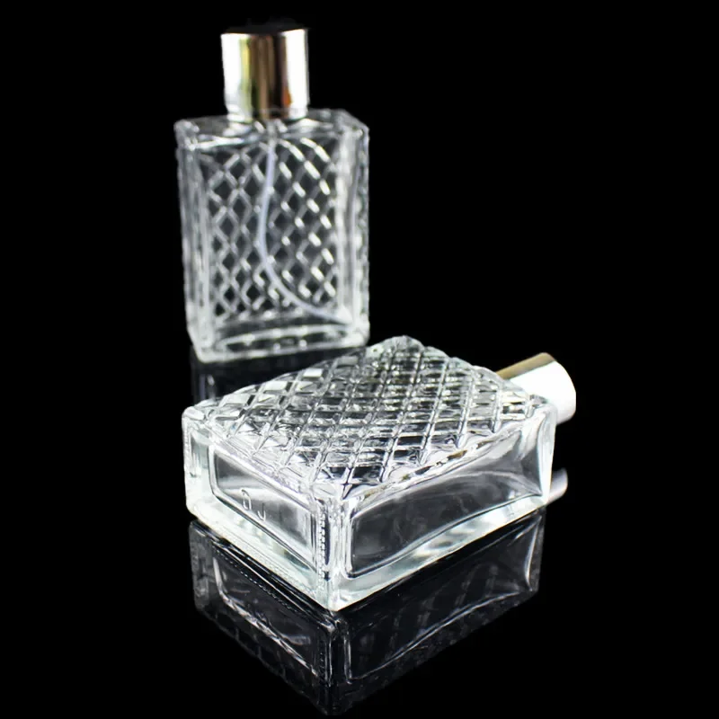 1pc 100ml Transparent Thick Glass Perfume Bottle Square Portable Empty Spray Fragrance Atomizer Refillable Bottles