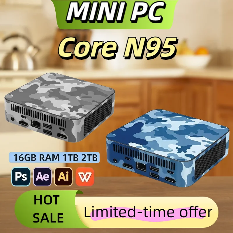 2026 New Slim MINI PC Core N95 16GB RAM 1TB 2TB SSD WIFI 6 BT5.2 4K HD Mini Gaming Office Study Pc