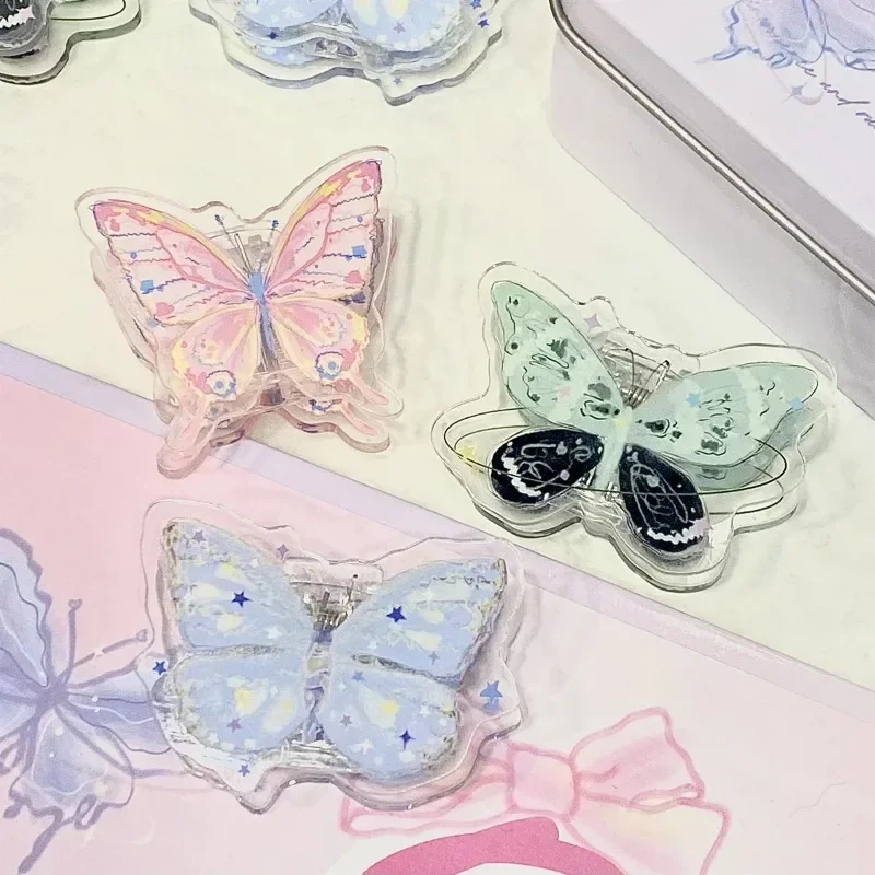 Butterfly Style Paper Clip Acrylic Retro Butterfly Non-sticky Memo Pad Clip Kawaii Snack Seal Binder Clip Kpop Photocard Paper