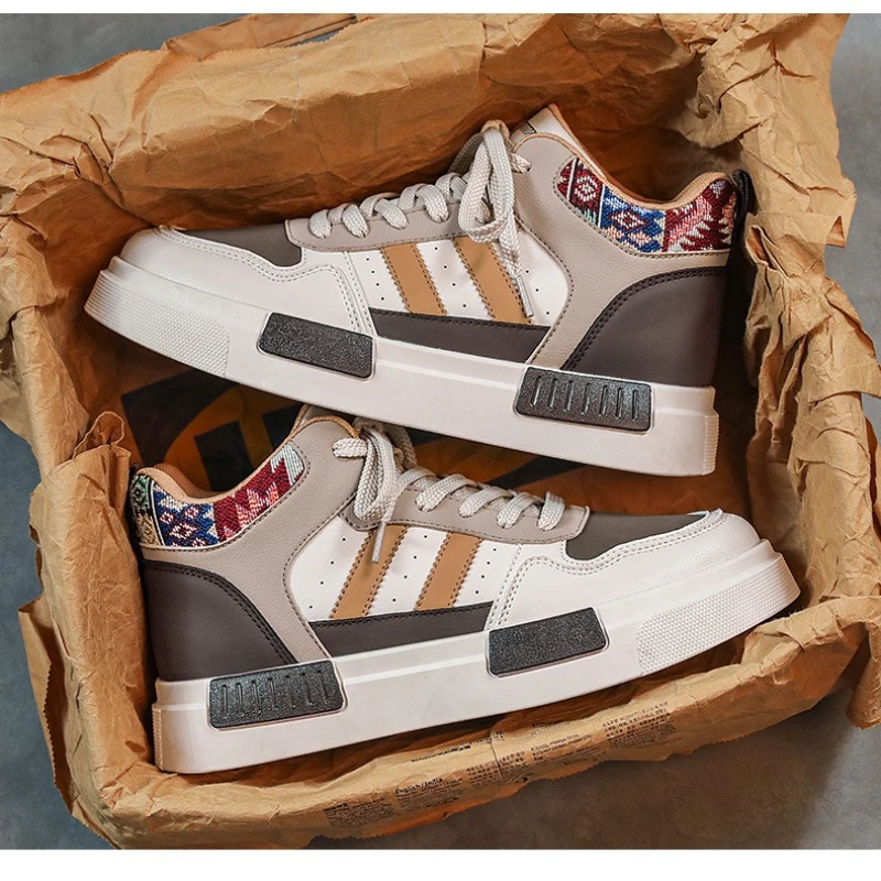 Men's Casual White Sneakers Breathable Sporty All-match Flat Shoes for Students Non-leather Men's Shoes  2026 Trendy