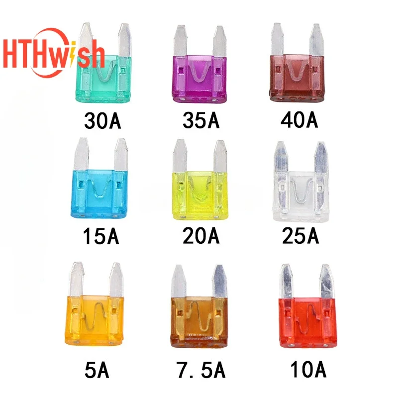 100Pcs/box Car Fuse Inserts with Clap Assorted Amp Ratings 2A 3A 5A 7.5A 10A 15A 20A 25A 30A 35A Blade Fuse Kit Box