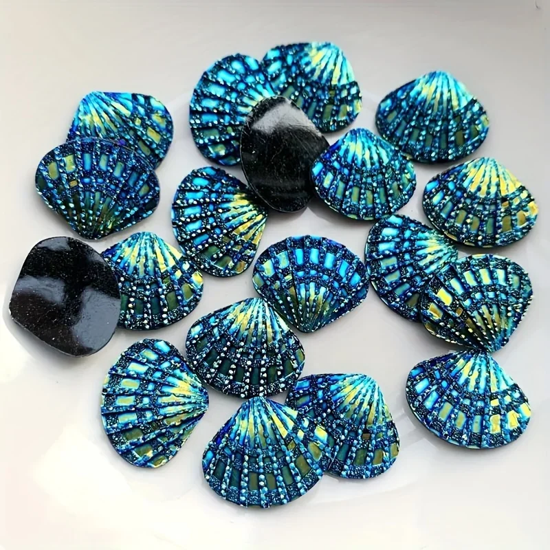 20 Stück 15 x 18 mm Muschelförmige Harz-Strass-Kristalle mit flacher Rückseite, Strasssteine, Heimdekoration, Bastelverzierungen
