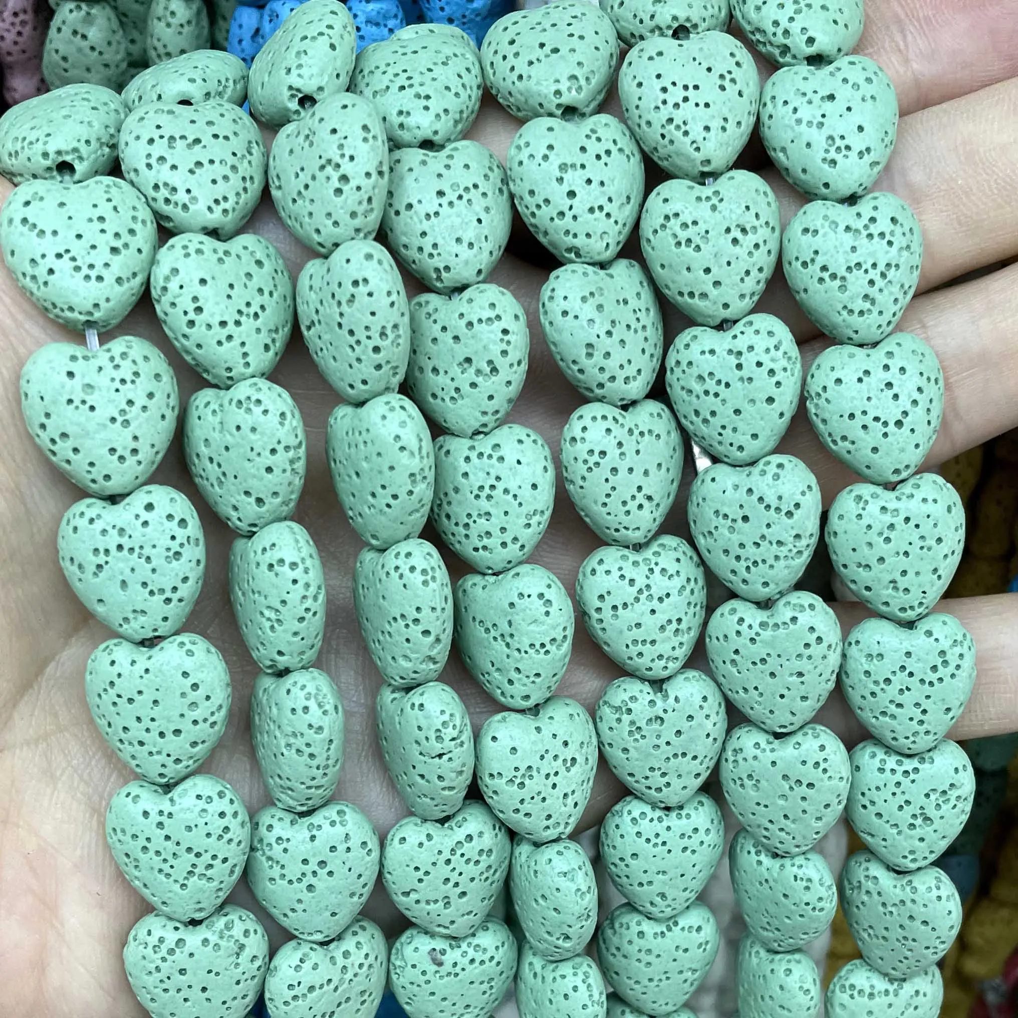 13MM 19MM Natural Volcano Lava Stone Heart Shape Loose Spacer Beads For Jewelry Making DIY Necklace Earring Accessories