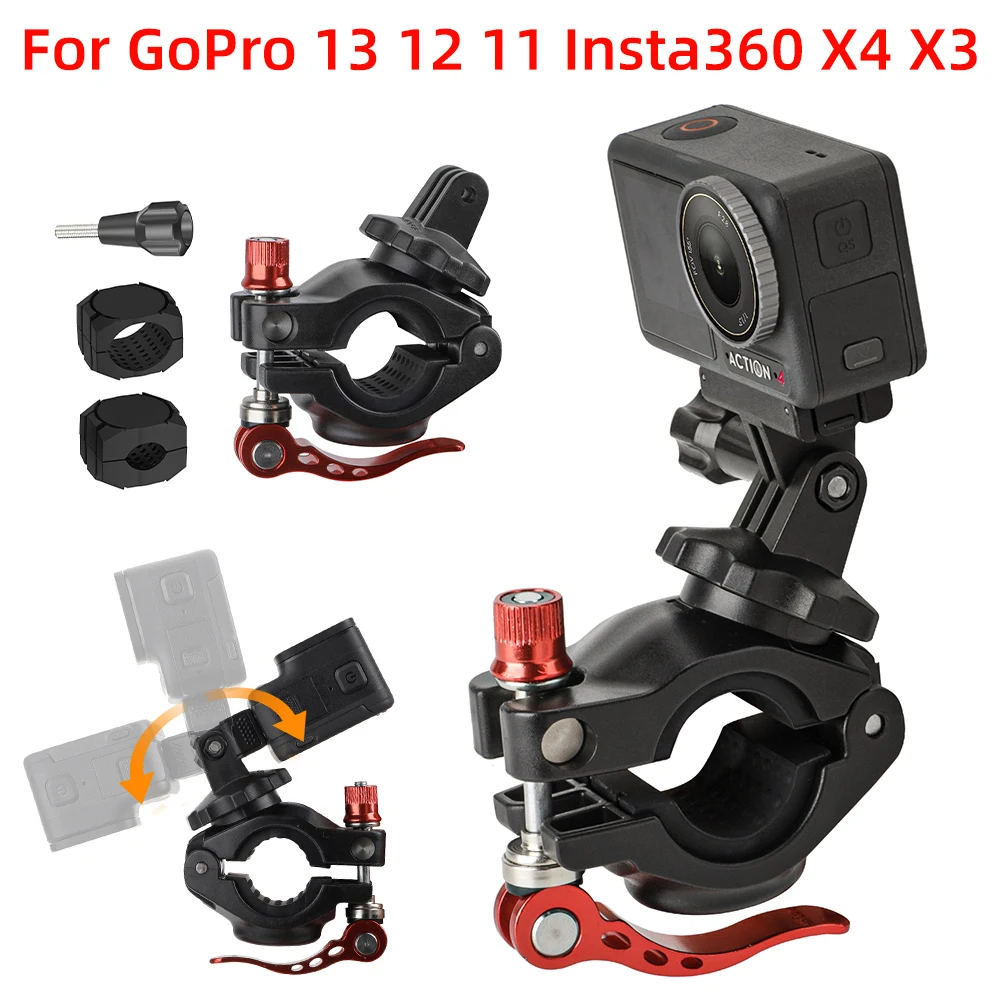 

Bike Mount for DJI Osmo Action 5 4 Pro Pocket 3 Motorcycle 1/4 Screw andlebar Holder Insta360 Ace Pro 2 X4 X3 GoPro Accessories