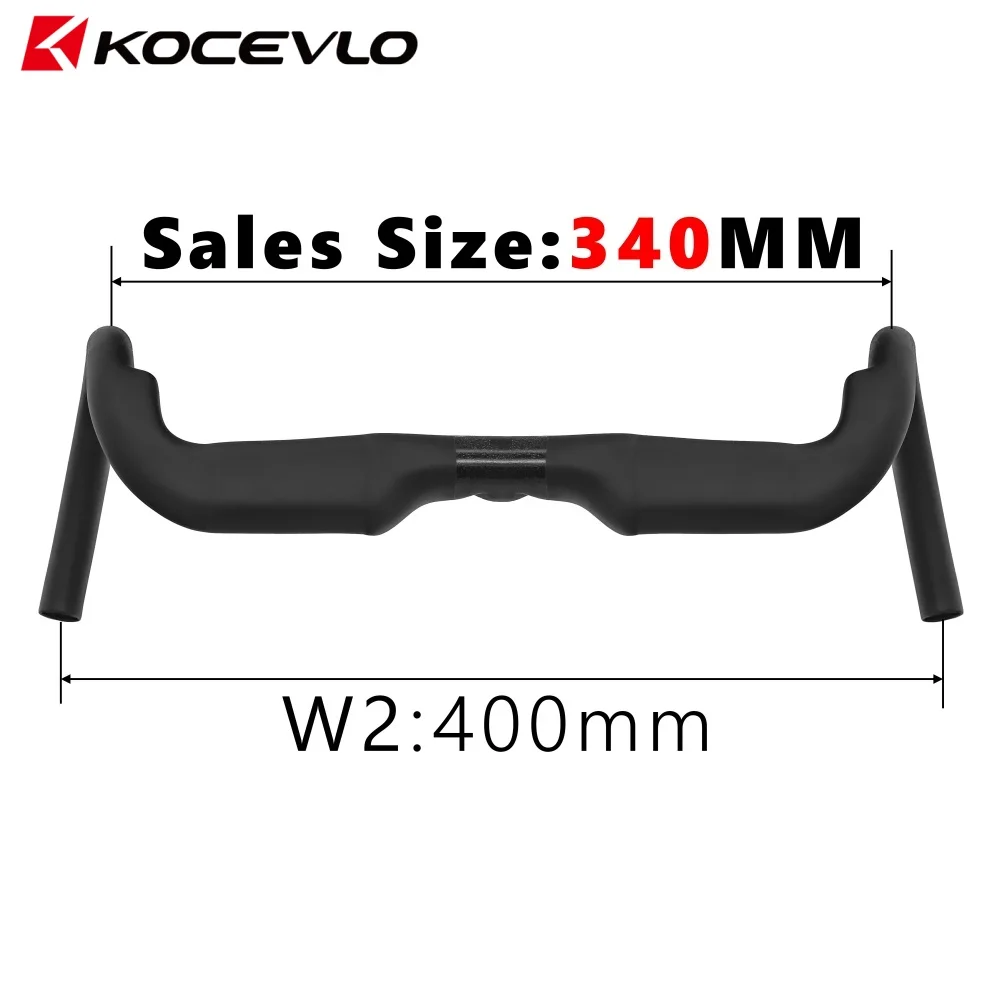 KOCEVLO Carbon-Gravel-Lenker, leicht gebogen, für Rennräder, interne Kabelführung, Straßenlenker 340/360/380/400/420mm
