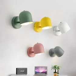 Nordic LED Wall Lamp Macaron Bedside Decor Rotatable Wall Sconce Aisle Living Room Lighting Fixture Indoor led Luminaires Lustre