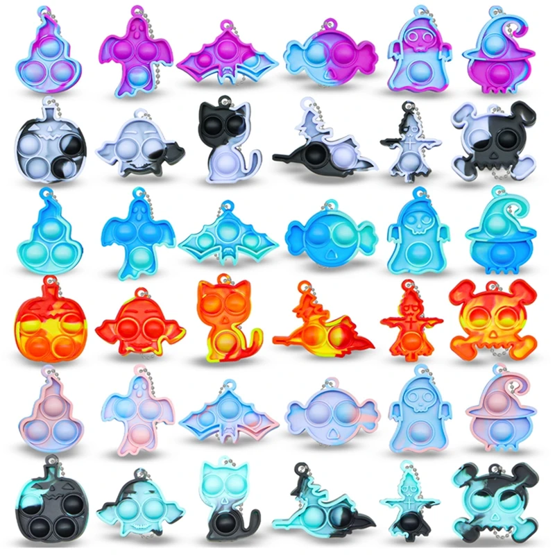 10/20PCS Halloween Ghost Skull Bubble Keychain Toy Guest Gift Trick Or Treat Children's Halloween Party Favours Gift Bag Fillers