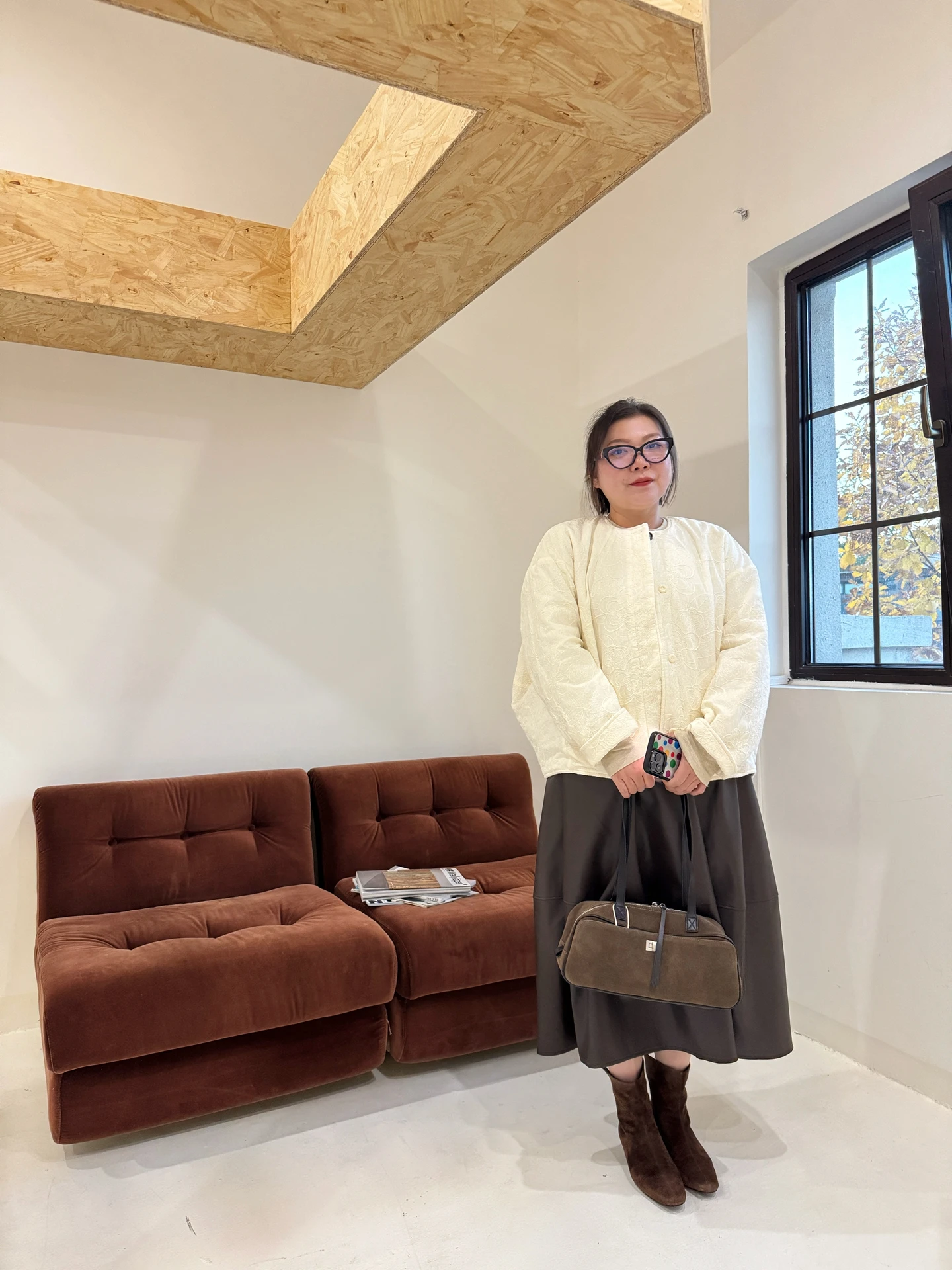 

Korean Sle Large Size Women's ort Jaet Embroidered Heavy Work Cotton Lined Collarl Coat Rose Sister Autumn Winter