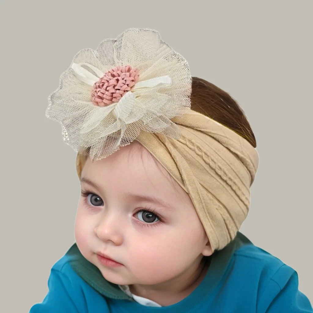 

New Chiffon Flower Nylon Girl Hairband Soft Wide Baby Headband for Children Turban Headwear Newborn Baby Kids Hair Accessories