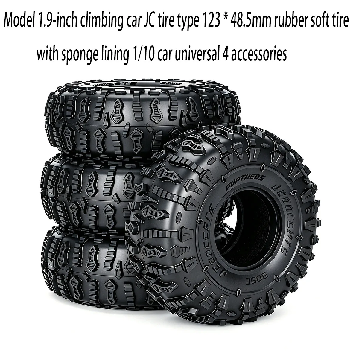 Model 1.9-inch climbing car JC tire type 123 * 48.5mm rubber soft tire with sponge lining 1/10 car universal 4 accessories