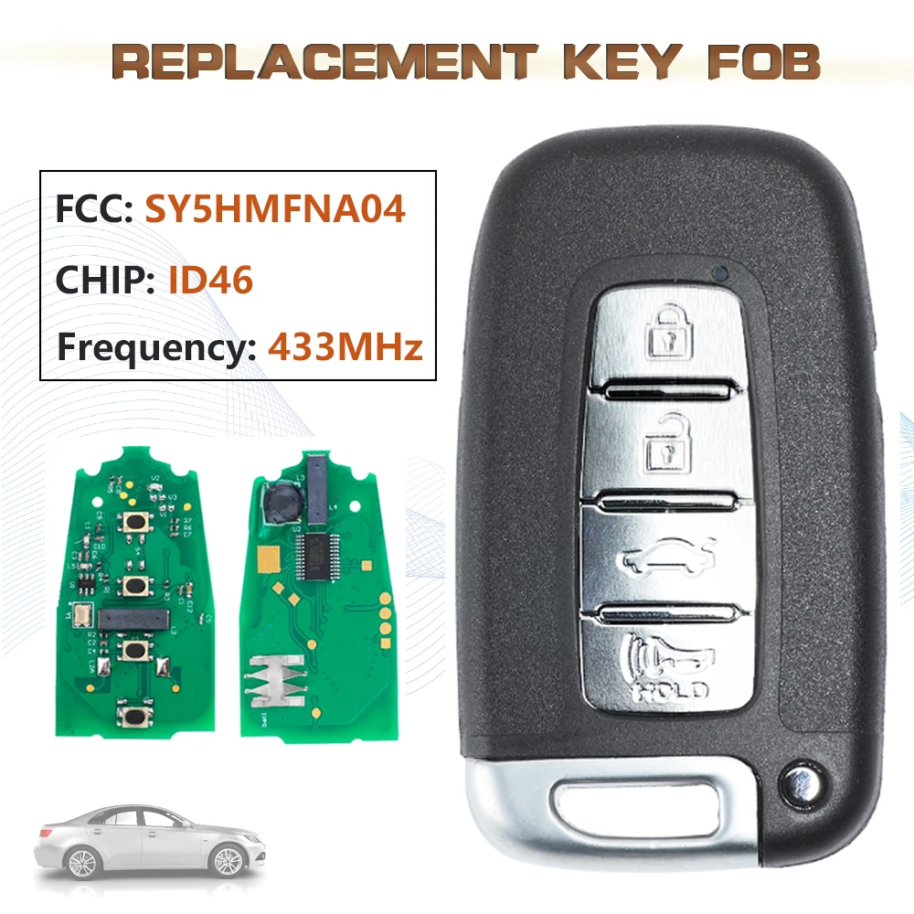 

433MHz SY5HMFNA04 Smart Remote Car Key Fob 4 Buttons for 2011 2012 2013 2014 Kia Rio Soul Forte Borrego Sorento ID46 Chip