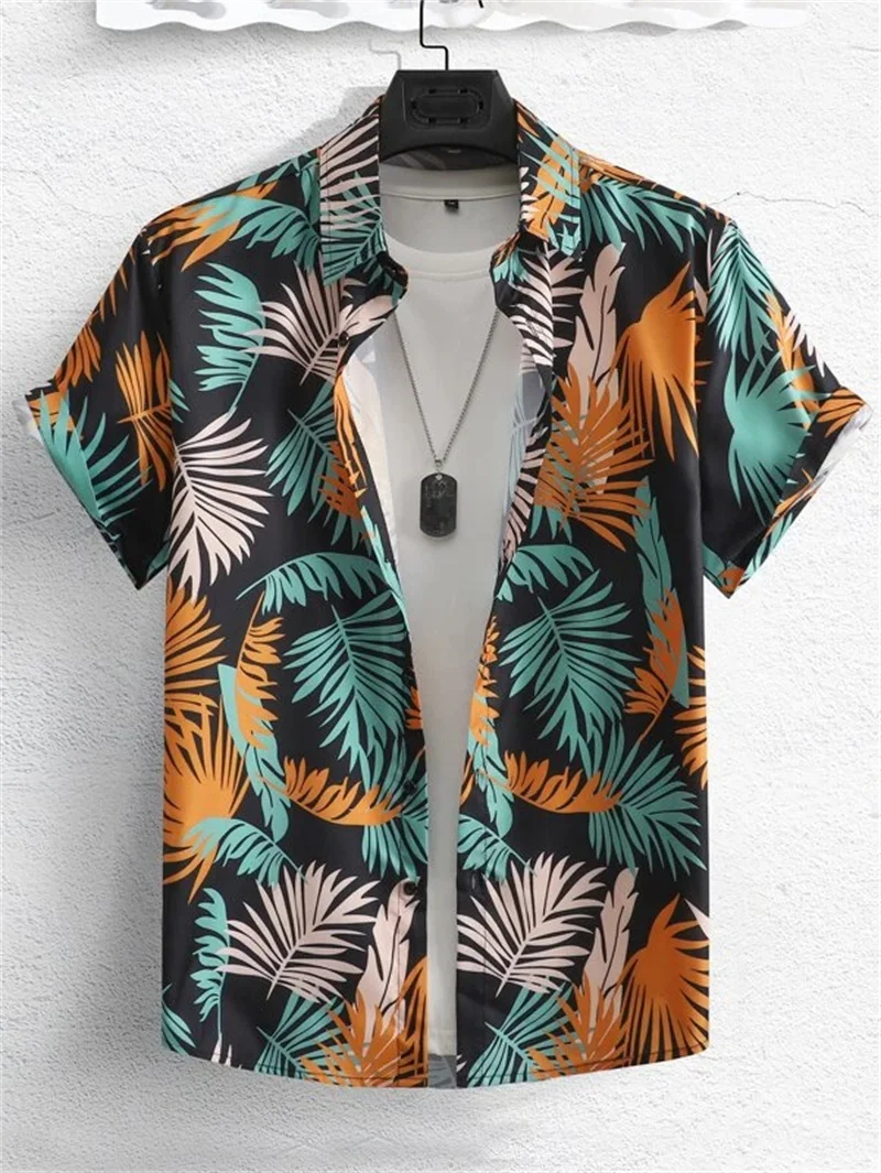 Hawaiian Flower 3D Shirt Plant Printed Men\'s Clothing Summer Street Loose 3XL Men\'s Top Trendy Beach Party Social Clothing