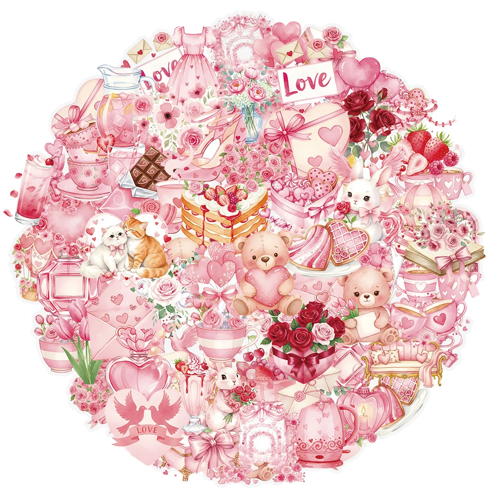 10/30/56 قطعة الوردي رومانسية عاشق هدية الكرتون ملصقات لطيف الجمالية الكتابة على الجدران الشارات للأمتعة المحمول الدراجة ملصق شفاف