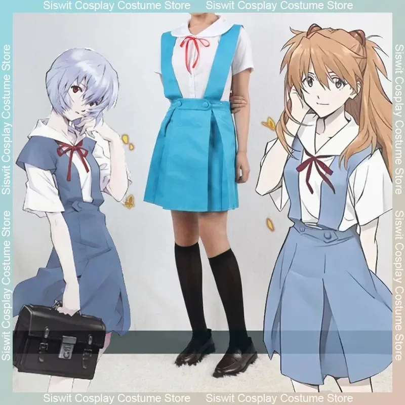 Rei Ayanami Asuka Langley Soryu Cosplay Costume School Uniform Jk Skirt Full Set Anime Carnival Party Dress Up Girl Women Outfit