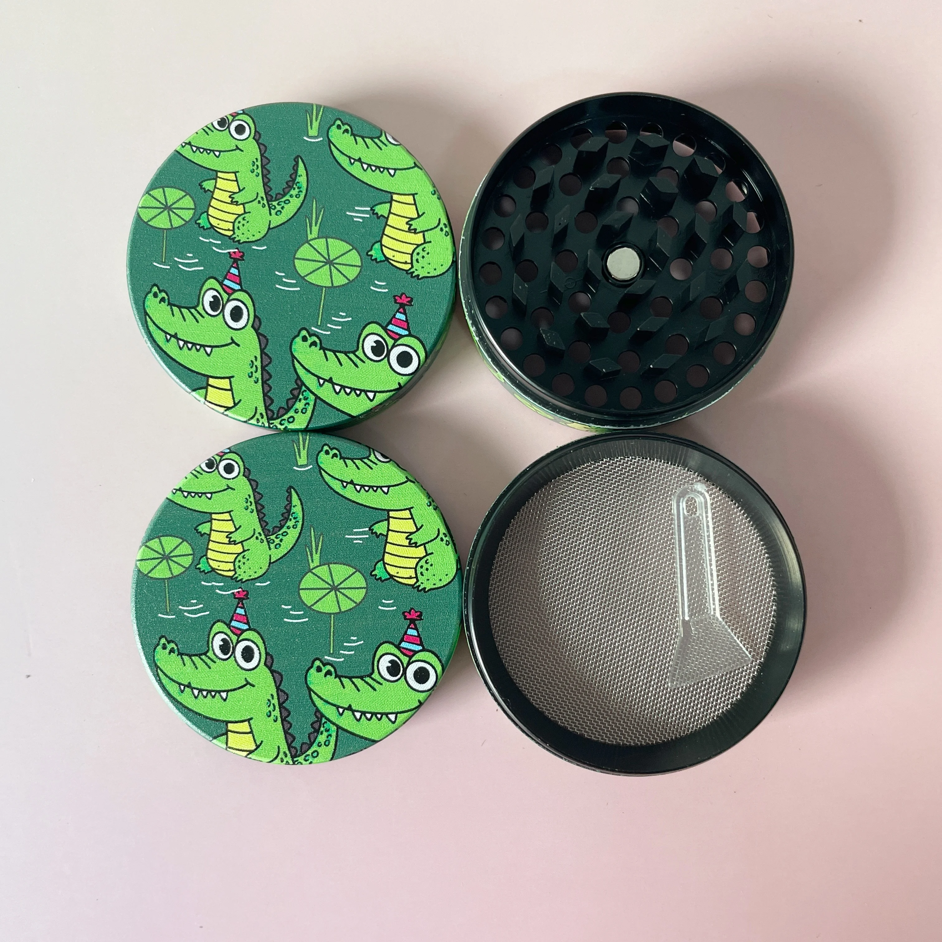 Penggiling Herbal Logam Buaya 2 inci/50mm Aksesoris Merokok