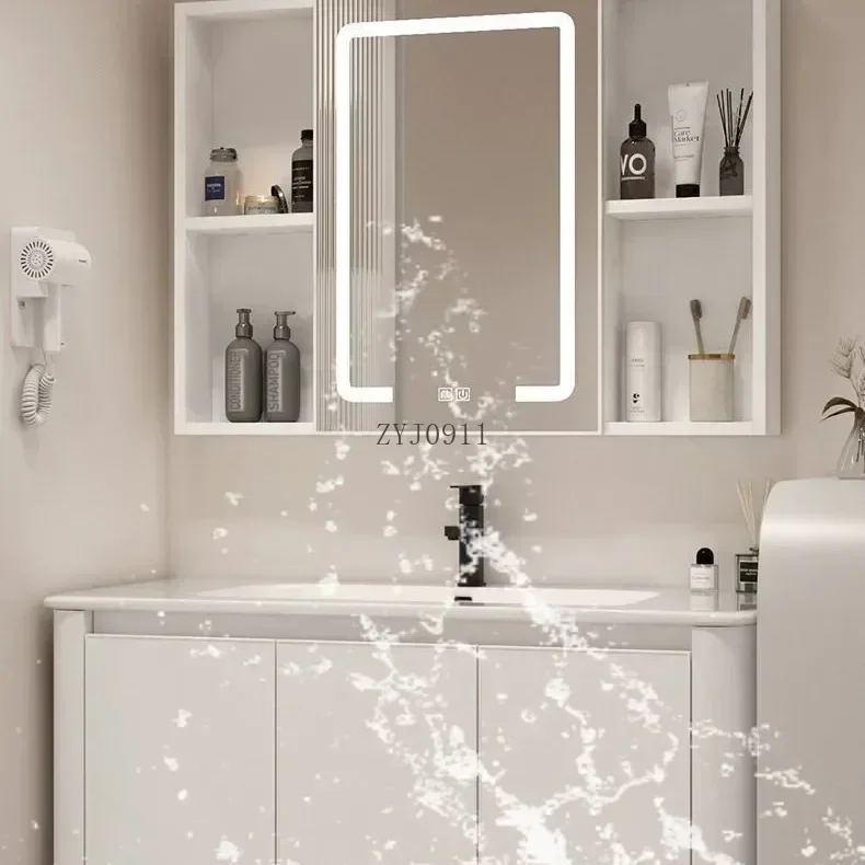 *Luxury Bathroom Cabinet With Slate Sink Combination Integrated Ceramic Washbasin Modern Bathroom Vanity Storage Home Furniture