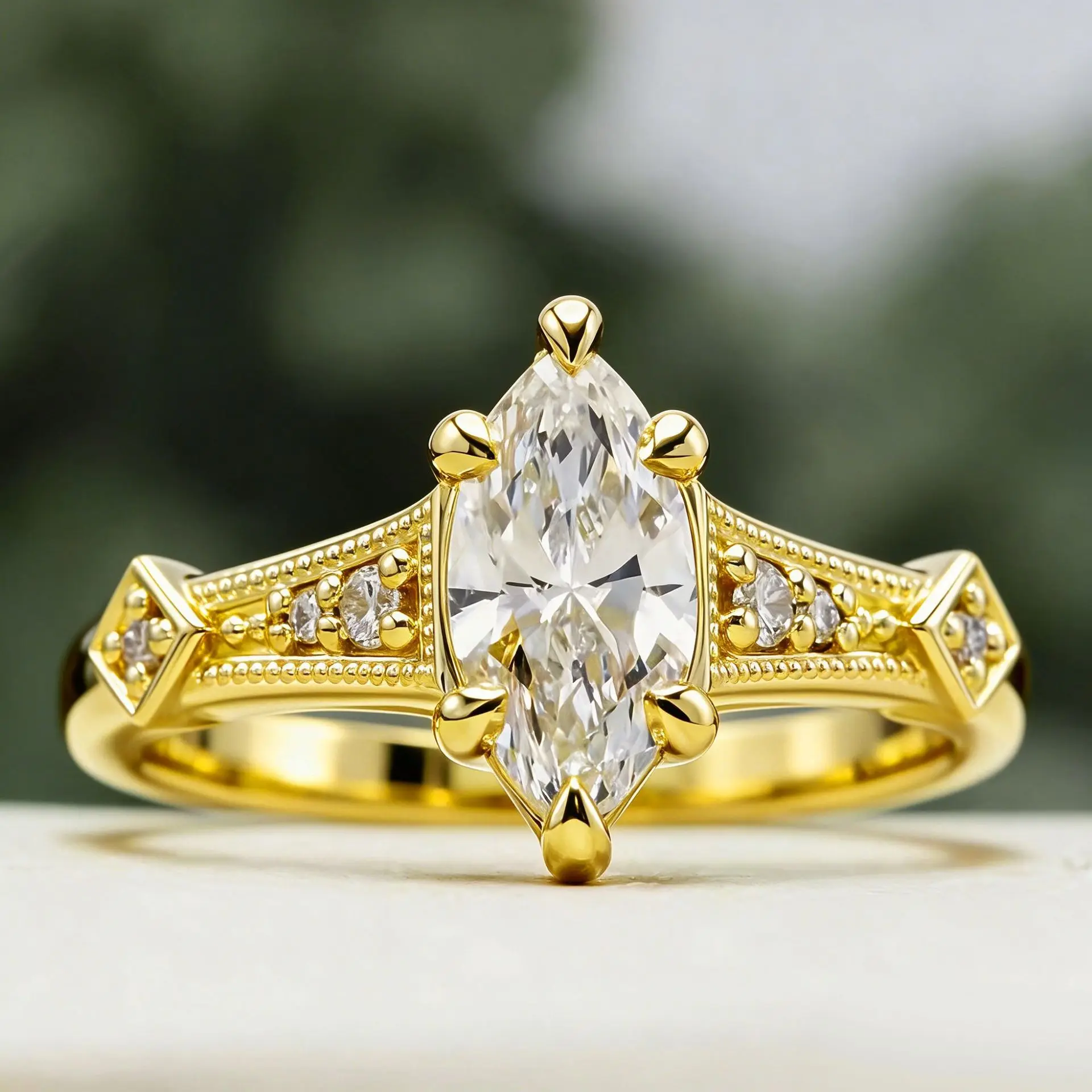Elegant Gold-Plated Copper Ring Featuring Unique Horse-Eye Silhouette and Modern Geometric Lines Designed Exclusively for Women