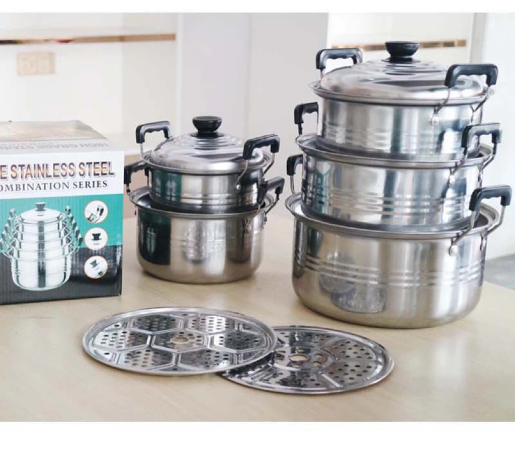 10pcs Kitchen Ware Soup Steamer Pot Set With Lid Stainless Steel Cooking Pot Set Cookware Sets Items