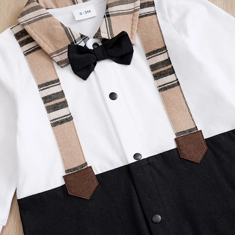 Newborn Clothes Handsome Gentleman Cotton Comfortable Soft 0-18 Boys And Girls Spring And Autumn Long Sleeved Baby Jumpsuit