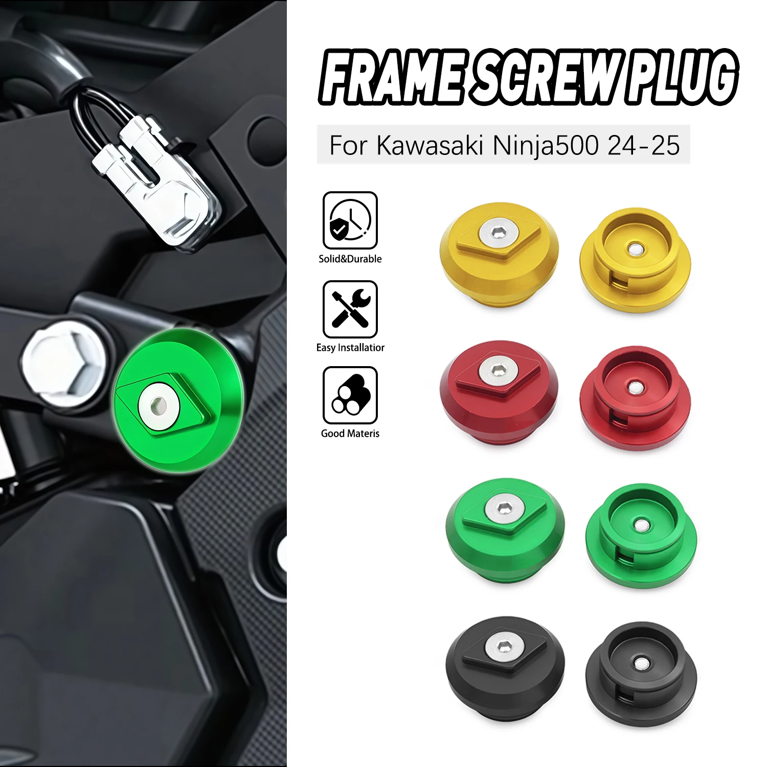For Kawasaki Ninja500 2024 Ninja500 2025 Accessories moto Frame screw plug Decorative Cover Cap Set