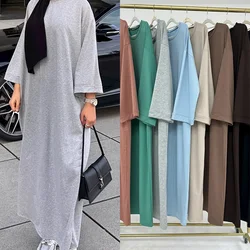 Robe musulmane pour femmes, sweat-shirt Abaya adt, uni, sport, Dubaï, tenue décontractée, Turquie, Ramadan, vêtements islamiques, caftan, robe