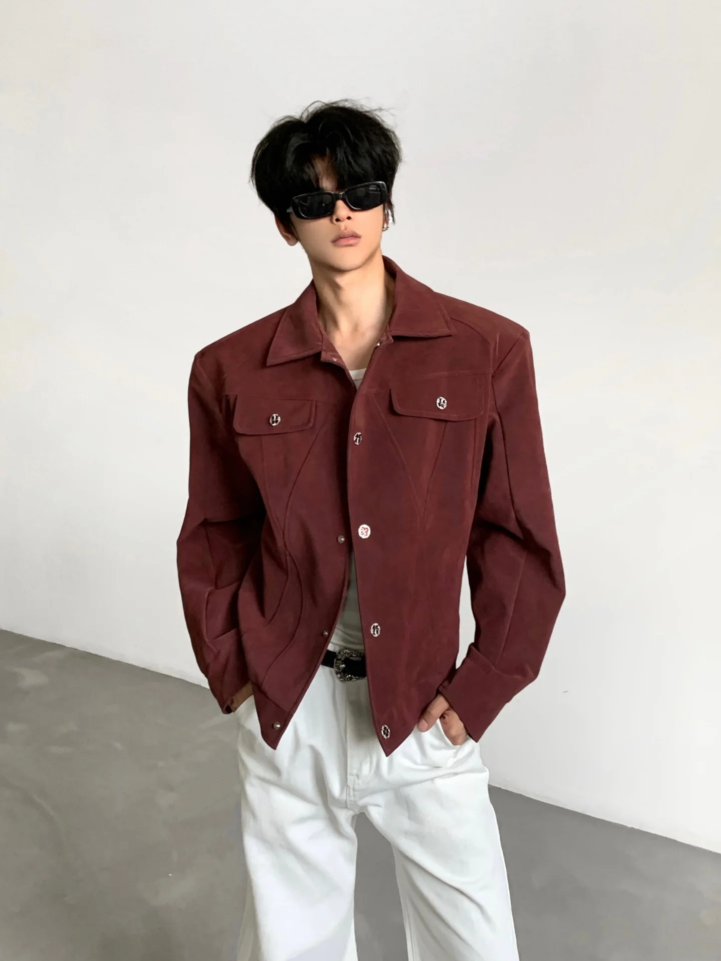 Ace Tailors Refined Deconstructed PU Jacket Men's Short Casual Outerwear Spring Minimalist High Intelligence Sensation