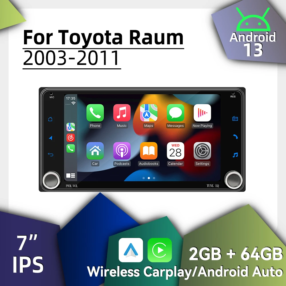 

Беспроводное автомобильное мультимедийное радио Carplay Android для Toyota Raum 2003-2011, 7-дюймовый экран, стерео 2Din, авторадио, головное устройство, GPS-навигация