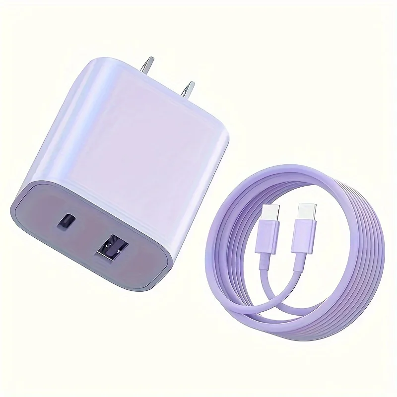 PD 20W Dual Port Charger With Data Cable Macaron Multi Colour For iPhone Xiaomi Samsung Ipad Tablet PD Dual Type C USB Charger