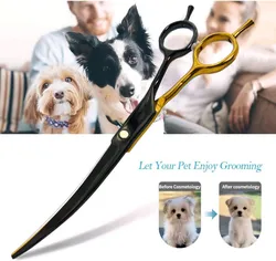 Pet Grooming Scissors 7 polegadas direita e esquerda mão curvada tesoura para Dog Grooming