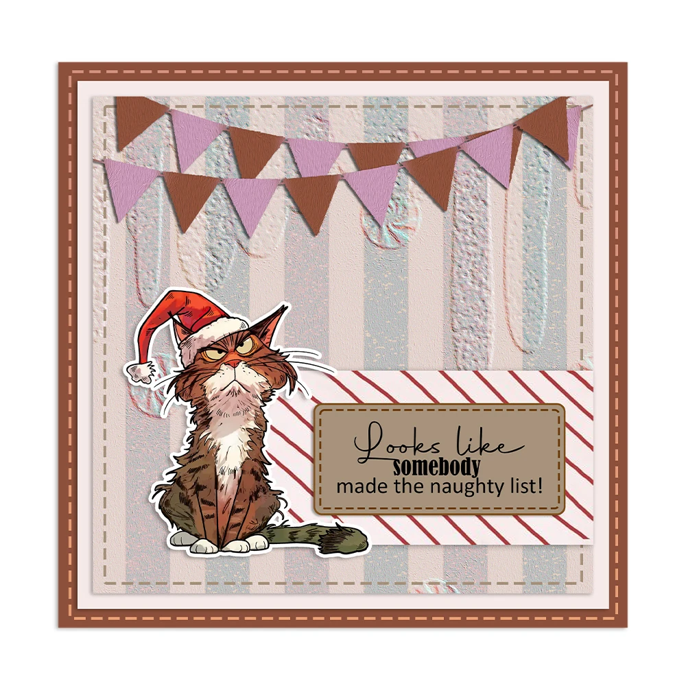 Mangocraft Funny Christmas Cats Cutting Dies Clear Stamp DIY Scrapbooking Metal Dies Silicone Stamp For Cards Albums Decor view 3